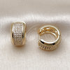 Oro Laminado Huggie Hoop, Gold Filled Style with White Cubic Zirconia, Polished, Golden Finish, 02.283.0259.16