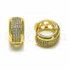 Oro Laminado Huggie Hoop, Gold Filled Style with White Cubic Zirconia, Polished, Golden Finish, 02.283.0259.16