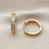 Oro Laminado Huggie Hoop, Gold Filled Style with White Cubic Zirconia, Polished, Golden Finish, 02.283.0260.18