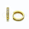 Oro Laminado Huggie Hoop, Gold Filled Style with White Cubic Zirconia, Polished, Golden Finish, 02.283.0260.18