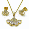 Oro Laminado Earring and Pendant Adult Set, Gold Filled Style Teardrop Design, with White Cubic Zirconia, Polished, Golden Finish, 10.283.0029.1