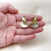 Oro Laminado Stud Earring, Gold Filled Style Infinite and Shell Design, Diamond Cutting Finish, Golden Finish, 02.156.0713