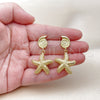 Oro Laminado Stud Earring, Gold Filled Style Star and Spiral Design, Polished, Golden Finish, 02.156.0715