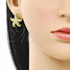 Oro Laminado Stud Earring, Gold Filled Style Star Design, Polished, Golden Finish, 02.156.0716