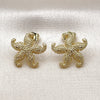 Oro Laminado Stud Earring, Gold Filled Style Star Design, Polished, Golden Finish, 02.156.0716