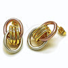 Oro Laminado Stud Earring, Gold Filled Style Hollow Design, Polished, Tricolor, 02.196.0152.1