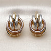 Oro Laminado Stud Earring, Gold Filled Style Love Knot and Hollow Design, Polished, Tricolor, 02.196.0128.1