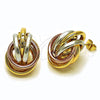 Oro Laminado Stud Earring, Gold Filled Style Love Knot and Hollow Design, Polished, Tricolor, 02.196.0128.1