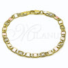 Oro Laminado Basic Bracelet, Gold Filled Style Mariner Design, Diamond Cutting Finish, Tricolor, 03.213.0352.08