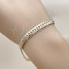 Oro Laminado Basic Bracelet, Gold Filled Style Curb Design, Polished, Tricolor, 03.213.0355.07 (Thickness, 8 Inches Length)