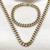 Stainless Steel Necklace and Bracelet, Miami Cuban Design, Polished, Golden Finish, 06.435.0001
