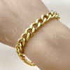 Stainless Steel Basic Bracelet, Miami Cuban Design, Polished, Golden Finish, 03.435.0003.09