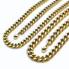 Stainless Steel Necklace and Bracelet, Miami Cuban Design, Polished, Golden Finish, 06.435.0002