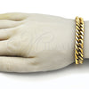 Stainless Steel Basic Bracelet, Miami Cuban Design, Polished, Golden Finish, 03.278.0023.1.09