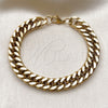 Stainless Steel Basic Bracelet, Miami Cuban Design, Polished, Golden Finish, 03.278.0023.1.09