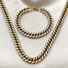Stainless Steel Necklace and Bracelet, Miami Cuban Design, Polished, Golden Finish, 06.435.0003