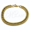 Stainless Steel Basic Bracelet, Miami Cuban Design, Polished, Golden Finish, 03.435.0004.09