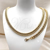 Stainless Steel Necklace and Bracelet, Miami Cuban Design, Polished, Golden Finish, 06.278.0013.1