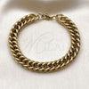 Stainless Steel Basic Bracelet, Miami Cuban Design, Polished, Golden Finish, 03.278.0019.1.09