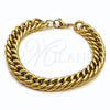 Stainless Steel Basic Bracelet, Miami Cuban Design, Polished, Golden Finish, 03.278.0019.1.09