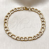 Stainless Steel Basic Bracelet, Figaro Design, Polished, Golden Finish, 03.256.0014.09