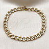 Stainless Steel Basic Bracelet, Curb Design, Polished, Golden Finish, 03.256.0012.09