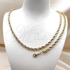 Stainless Steel Necklace and Bracelet, Rope Design, Polished, Golden Finish, 06.435.0004
