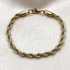 Stainless Steel Basic Bracelet, Rope Design, Polished, Golden Finish, 03.278.0012.1.09