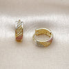 Oro Laminado Huggie Hoop, Gold Filled Style Diamond Cutting Finish, Tricolor, 02.156.0724.15