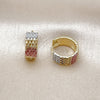 Oro Laminado Huggie Hoop, Gold Filled Style Diamond Cutting Finish, Tricolor, 02.156.0728.15