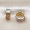 Oro Laminado Huggie Hoop, Gold Filled Style Polished, Tricolor, 02.156.0732.15