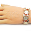 Oro Laminado Fancy Bracelet, Gold Filled Style Puff Mariner Design, Diamond Cutting Finish, Tricolor, 03.331.0323.08 (24 MM Thickness, 8 Inches Length)