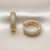 Oro Laminado Huggie Hoop, Gold Filled Style with White Cubic Zirconia, Polished, Golden Finish, 02.283.0268.18