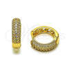 Oro Laminado Huggie Hoop, Gold Filled Style with White Cubic Zirconia, Polished, Golden Finish, 02.283.0268.18