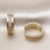 Oro Laminado Huggie Hoop, Gold Filled Style with White Micro Pave, Polished, Golden Finish, 02.283.0278.18