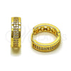 Oro Laminado Huggie Hoop, Gold Filled Style with White Micro Pave, Polished, Golden Finish, 02.283.0278.18