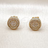 Oro Laminado Stud Earring, Gold Filled Style with White Cubic Zirconia, Polished, Golden Finish, 02.283.0283