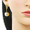Oro Laminado Dangle Earring, Gold Filled Style Ball Design, Polished, Golden Finish, 02.282.0034