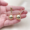Oro Laminado Dangle Earring, Gold Filled Style Ball Design, Polished, Golden Finish, 02.282.0034