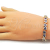 Oro Laminado Tennis Bracelet, Gold Filled Style Heart Design, with Amethyst Cubic Zirconia, Polished, Golden Finish, 03.284.0058.3.07
