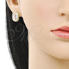 Oro Laminado Stud Earring, Gold Filled Style Guadalupe Design, Polished, Tricolor, 02.196.0216