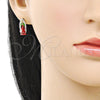Oro Laminado Stud Earring, Gold Filled Style Guadalupe Design, Polished, Tricolor, 02.196.0217