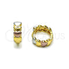 Oro Laminado Huggie Hoop, Gold Filled Style Heart Design, Polished, Tricolor, 02.196.0219.14