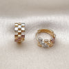 Oro Laminado Huggie Hoop, Gold Filled Style Polished, Tricolor, 02.196.0220.14