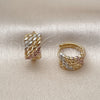 Oro Laminado Huggie Hoop, Gold Filled Style Diamond Cutting Finish, Tricolor, 02.196.0222.14