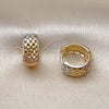 Oro Laminado Huggie Hoop, Gold Filled Style Filigree Design, Polished, Tricolor, 02.196.0225.15