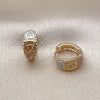 Oro Laminado Huggie Hoop, Gold Filled Style Diamond Cutting Finish, Tricolor, 02.196.0230.14
