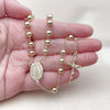 Oro Laminado Medium Rosary, Gold Filled Style Caridad del Cobre and Crucifix Design, Polished, Golden Finish, 09.213.0059.24