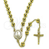 Oro Laminado Medium Rosary, Gold Filled Style Caridad del Cobre and Crucifix Design, Polished, Golden Finish, 09.213.0060.24