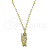 Oro Laminado Pendant Necklace, Gold Filled Style San Judas and Cross Design, with Ivory Pearl, Polished, Golden Finish, 04.213.0349.24 (04 MM Thickness, 24 Inches Length)